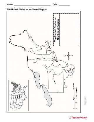 26 northeast states blank map